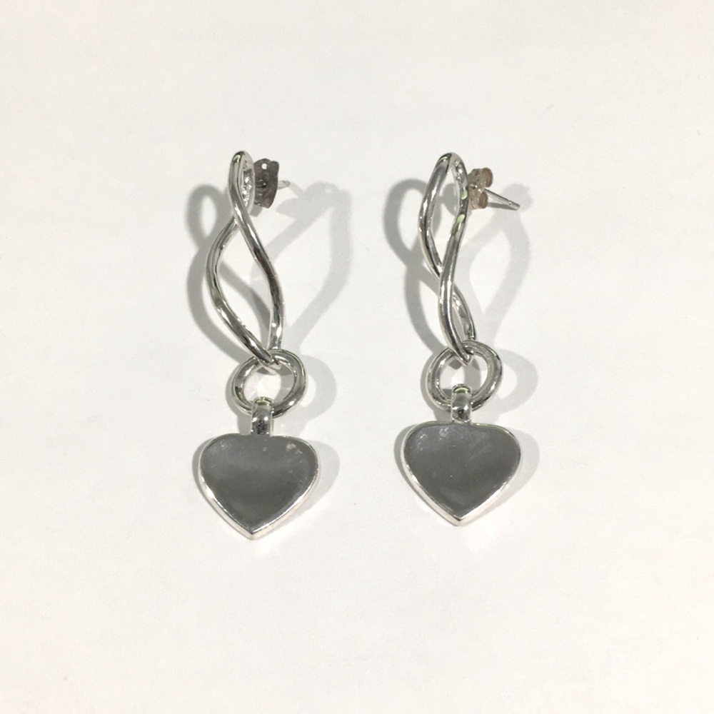 Sterling Silver Dangling Heart ❤️ Earrings